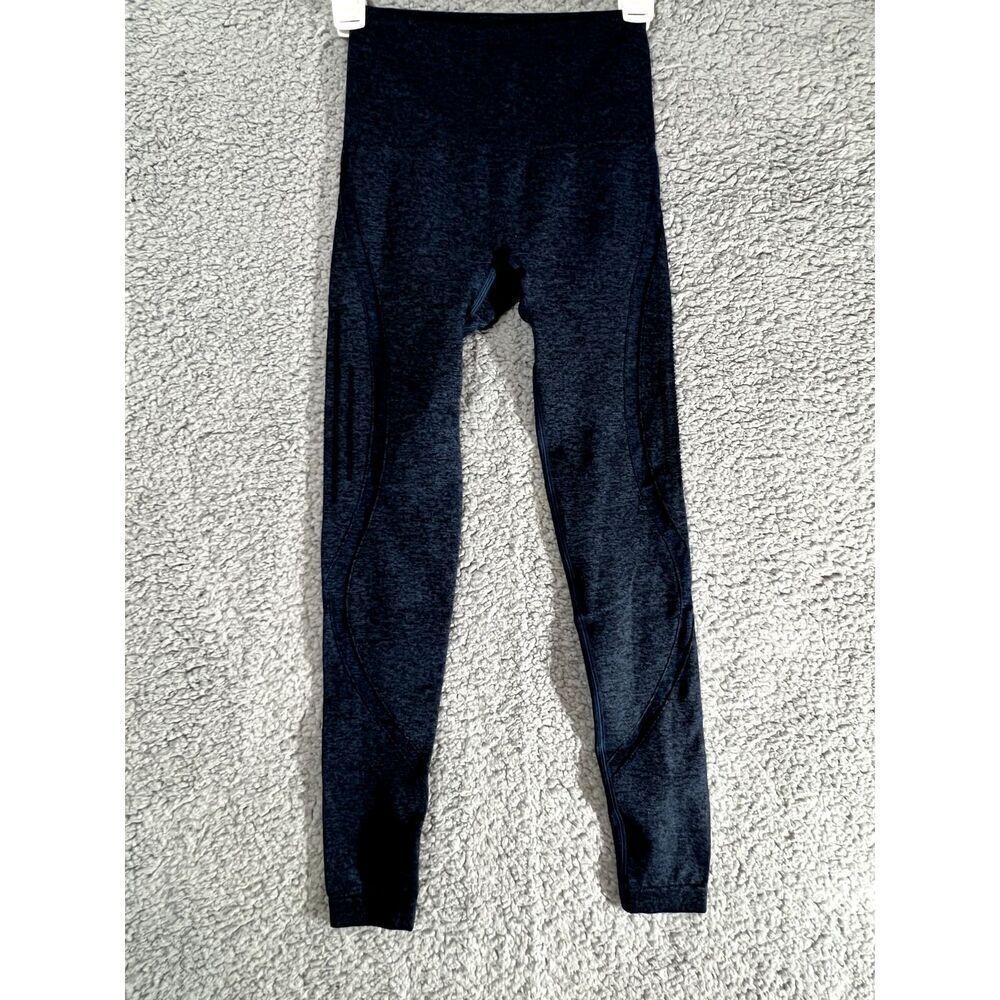 Navy Blue Athletic Mid-Rise Womens Breathable Crop Leggings  (S)